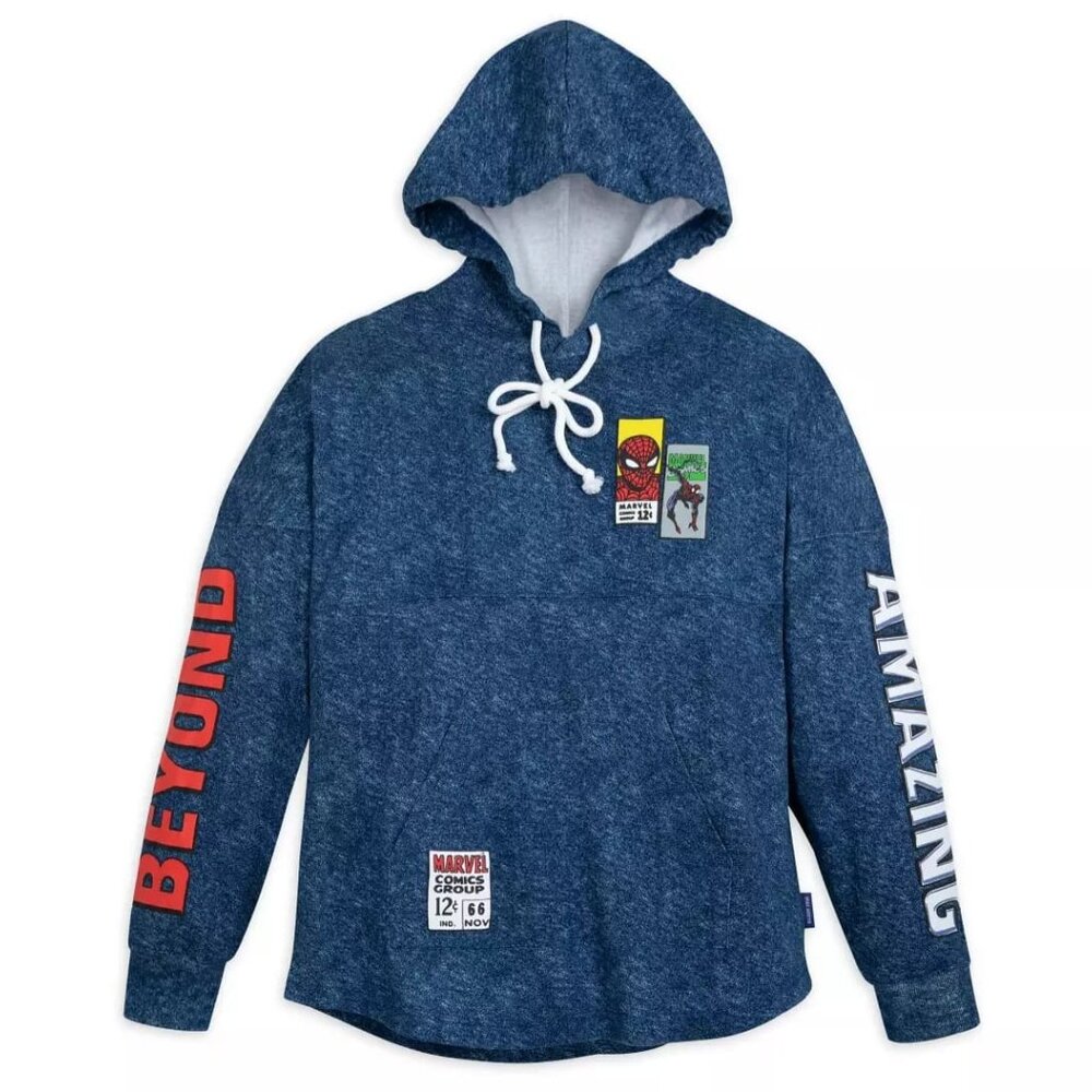 Marvel Spirit Jersey Blue Spiderman 60th Anniversary Hoodie - Size Large - NWT